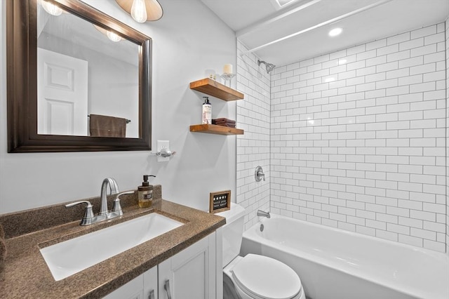 full bathroom with shower / washtub combination, toilet, and vanity
