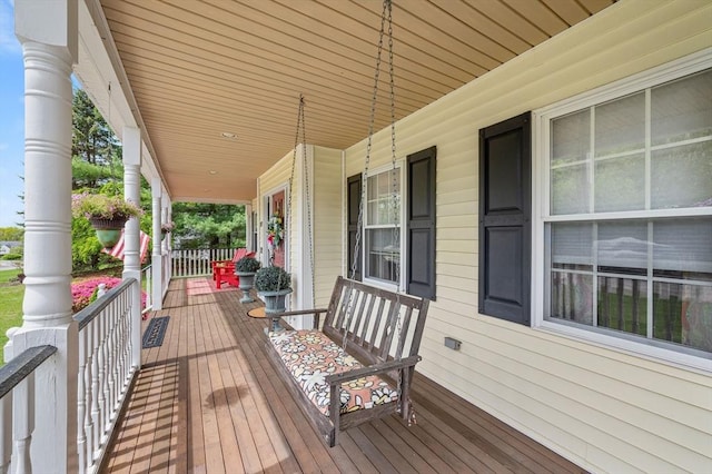 deck featuring covered porch