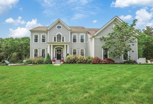 132 Hemmingway Pl, Wrentham, MA 02093 - georgian-style home featuring a front yard