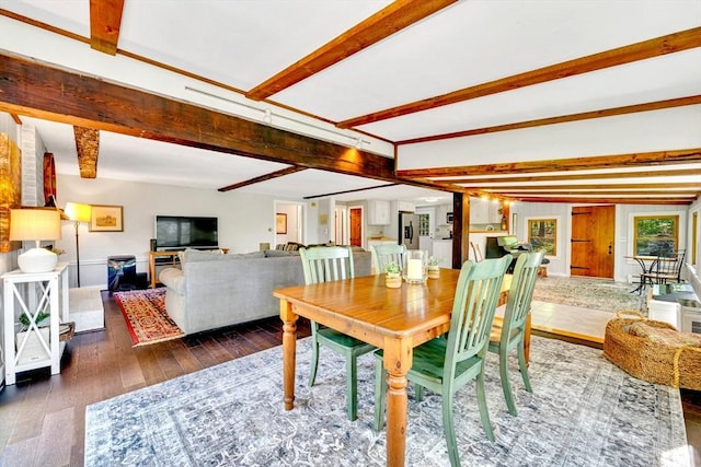 26 Beacon St, Amesbury, MA 01913 - dining area featuring beam ceiling and hardwood / wood-style flooring
