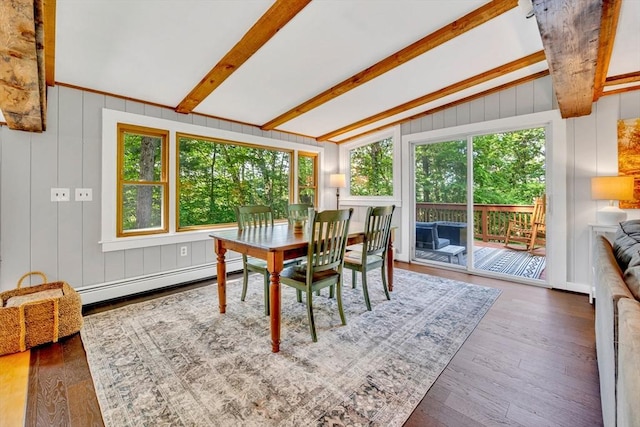 26 Beacon St, Amesbury, MA 01913 - dining space with a baseboard radiator and wood finished floors