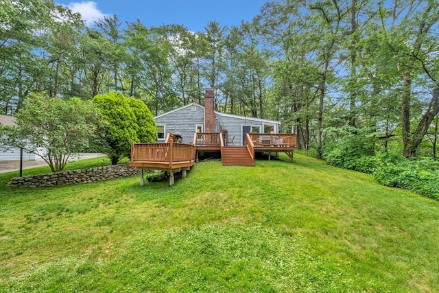 26 Beacon St, Amesbury, MA 01913 - view of grassy yard with a wooden deck