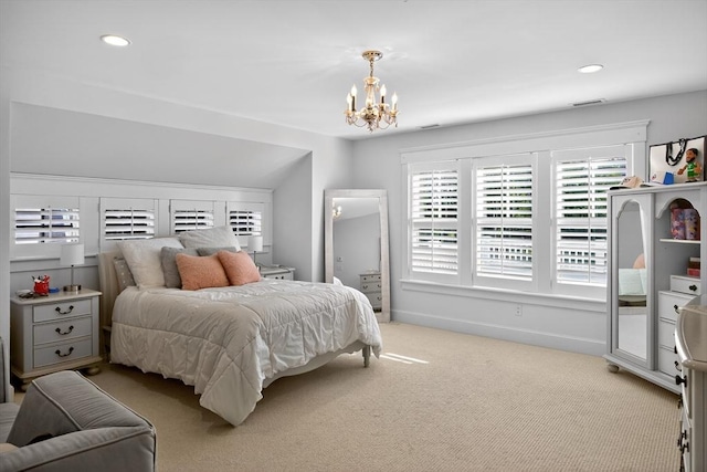 9 High Ridge Dr, Mattapoisett, MA 02739 - carpeted bedroom featuring a chandelier and recessed lighting