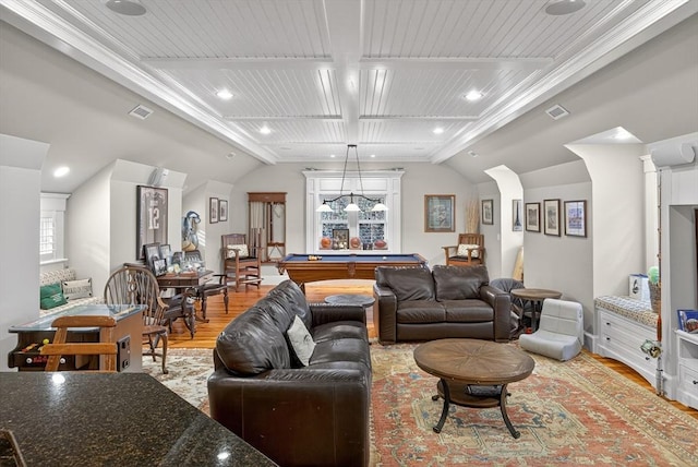 9 High Ridge Dr, Mattapoisett, MA 02739 - living area with light wood-style flooring, plenty of natural light, billiards, and recessed lighting