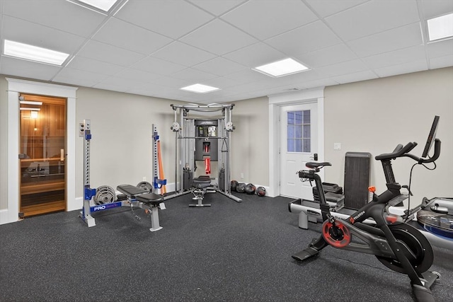 9 High Ridge Dr, Mattapoisett, MA 02739 - exercise room featuring a drop ceiling and baseboards