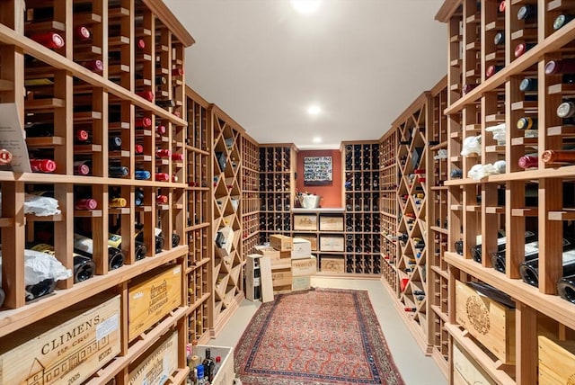 wine area with recessed lighting