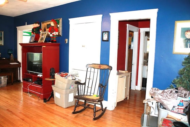 64 Garfield Ave, Woburn, MA 01801 - living room featuring wood finished floors and a ceiling fan