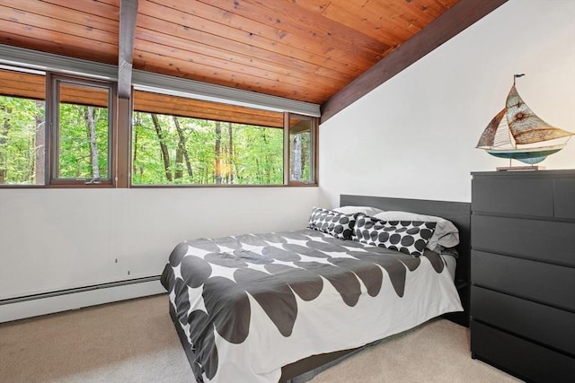 183 Indian Hl, Carlisle, MA 01741 - carpeted bedroom featuring wood ceiling and baseboard heating