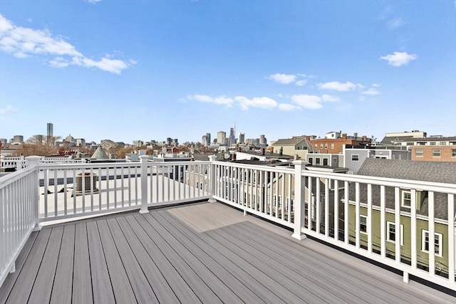 deck with a city view