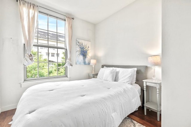 45 1st Ave Unit 301, Boston, MA 02129 - bedroom featuring multiple windows, wood finished floors, lofted ceiling, and baseboards