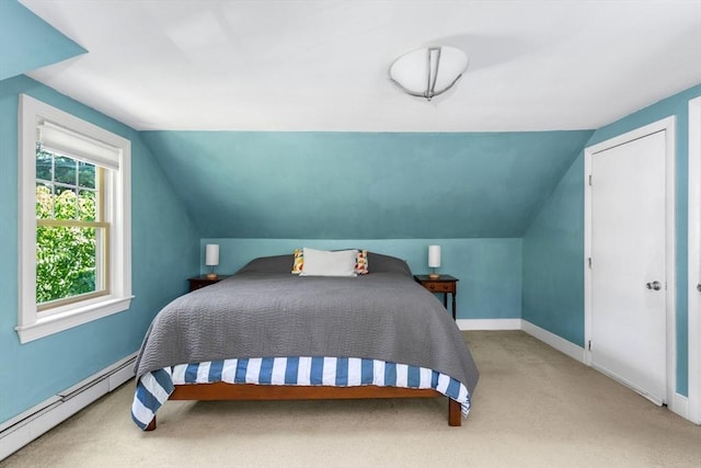8 May St, Sharon, MA 02067 - bedroom with baseboard heating, lofted ceiling, and carpet flooring
