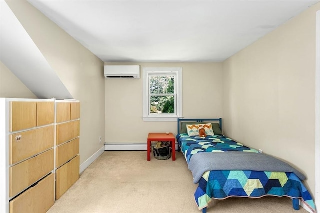 8 May St, Sharon, MA 02067 - bedroom featuring an AC wall unit, carpet floors, and a baseboard radiator