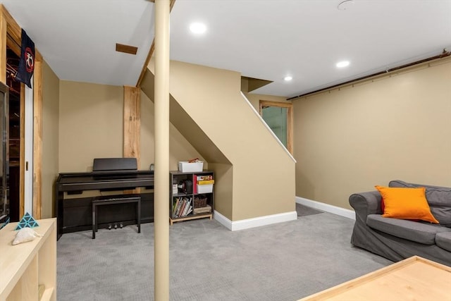 8 May St, Sharon, MA 02067 - carpeted living room with recessed lighting and baseboards