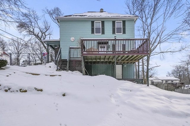 view of front facade with a deck