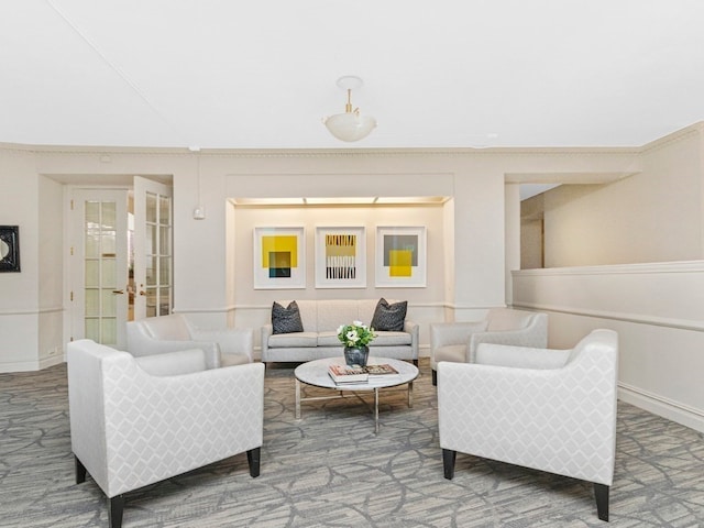 living room with french doors