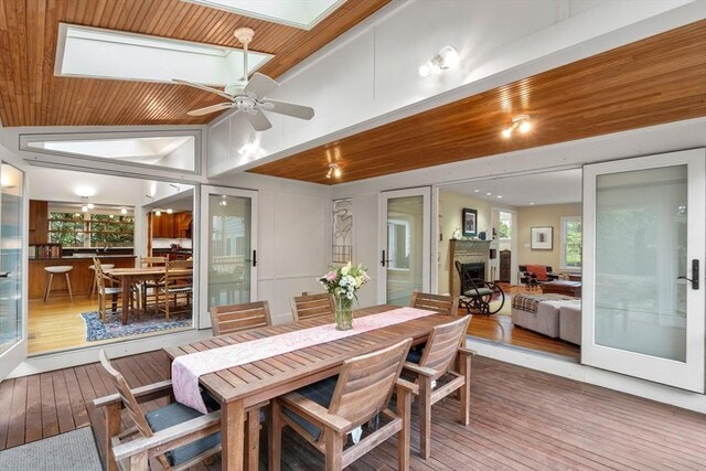 sunroom with a skylight