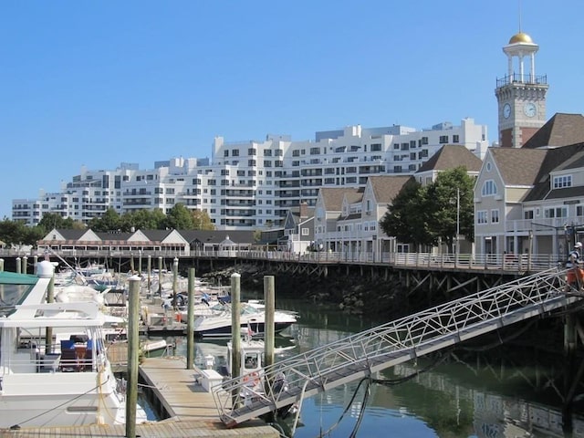 view of dock featuring a water view