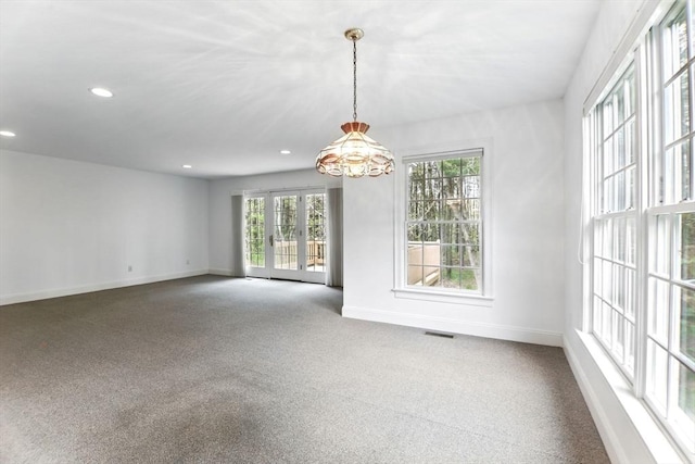 102 Pinehurst Dr Unit 102, East Longmeadow, MA 01028 - spare room featuring baseboards, a notable chandelier, recessed lighting, and carpet floors
