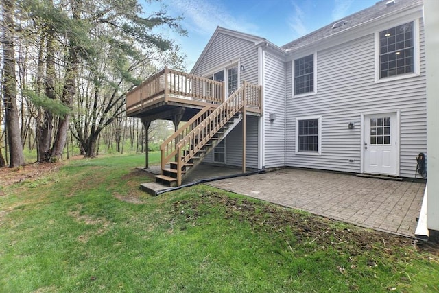 102 Pinehurst Dr Unit 102, East Longmeadow, MA 01028 - rear view of property with a yard, a wooden deck, a patio, and stairs