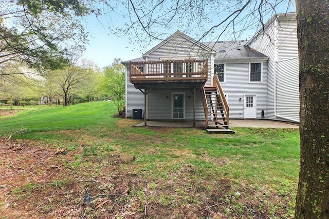 102 Pinehurst Dr Unit 102, East Longmeadow, MA 01028 - rear view of property with a yard, a patio area, stairs, central AC unit, and a wooden deck