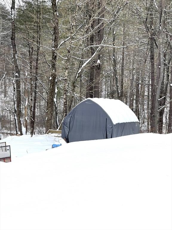 view of yard covered in snow