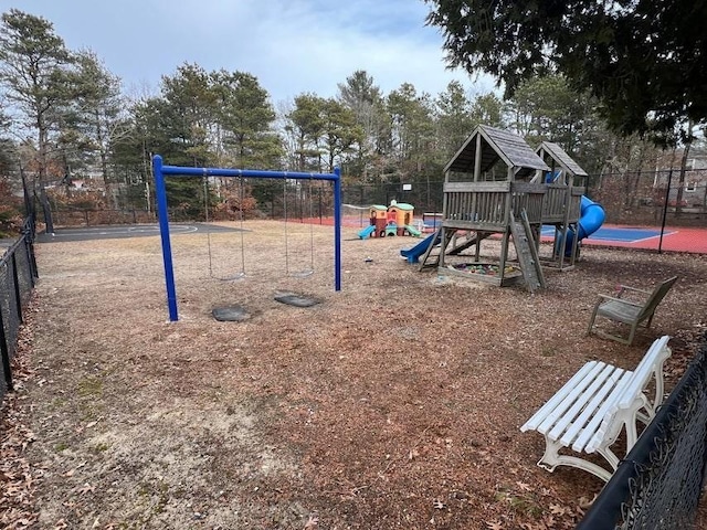 communal playground with fence