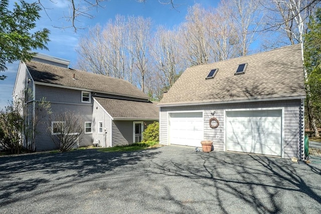 view of detached garage