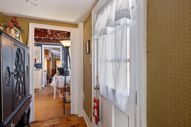 foyer entrance featuring wood-type flooring