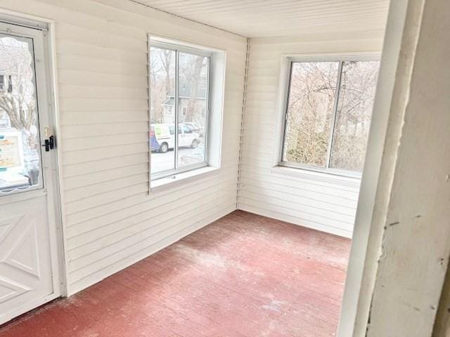 view of unfurnished sunroom