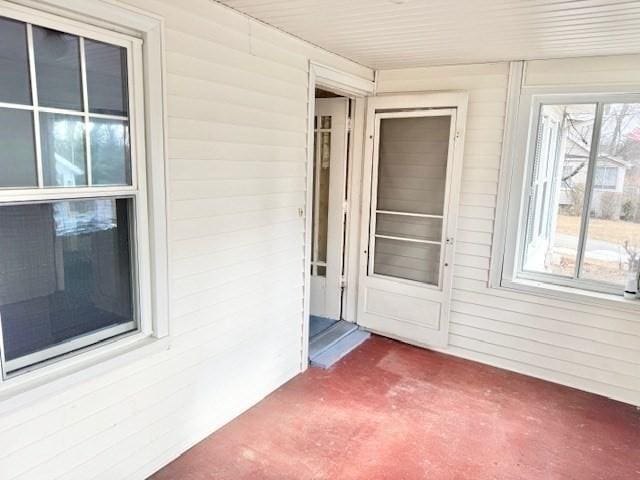 view of unfurnished sunroom