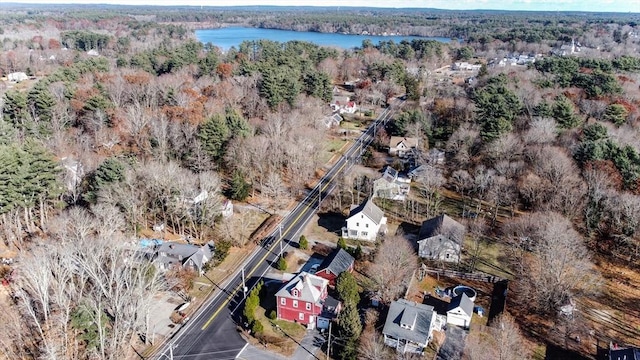 479 Main St, Hanson, MA 02341 - aerial overview of property's location featuring a nearby body of water and a forest
