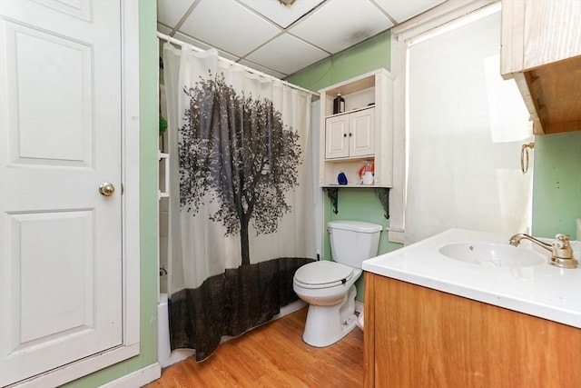 479 Main St, Hanson, MA 02341 - bathroom with wood finished floors, toilet, vanity, and shower / tub combo