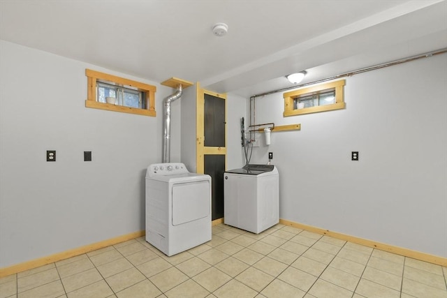 laundry room with washer and clothes dryer and baseboards