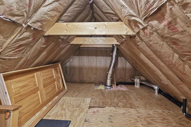 view of unfinished attic