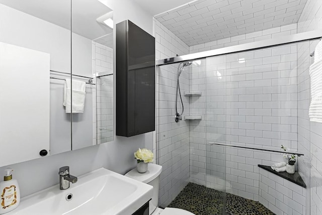 19 Mill Rd, Westborough, MA 01581 - bathroom featuring a sink, a stall shower, and toilet