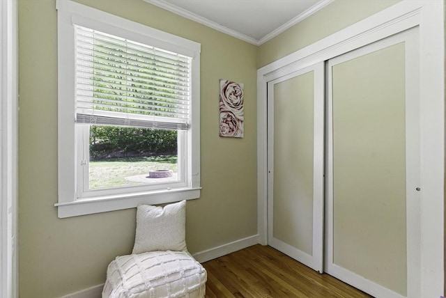 19 Mill Rd, Westborough, MA 01581 - living area with ornamental molding, baseboards, and wood finished floors
