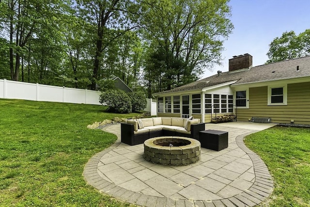 19 Mill Rd, Westborough, MA 01581 - view of patio featuring an outdoor living space with a fire pit