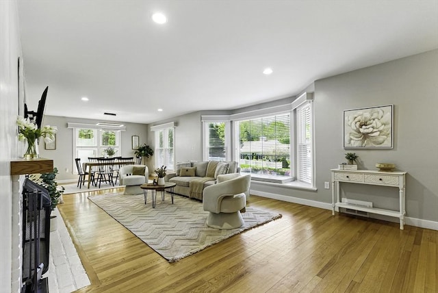 19 Mill Rd, Westborough, MA 01581 - living room featuring hardwood / wood-style flooring, baseboards, and recessed lighting