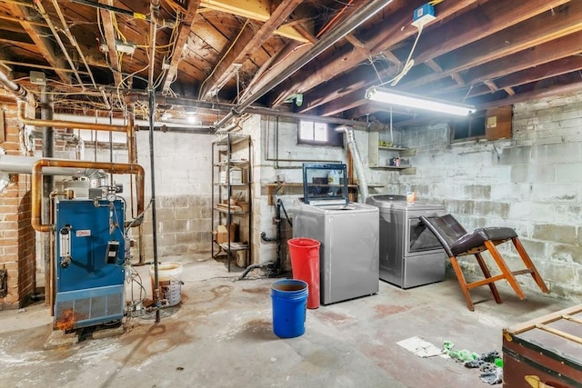 basement with independent washer and dryer