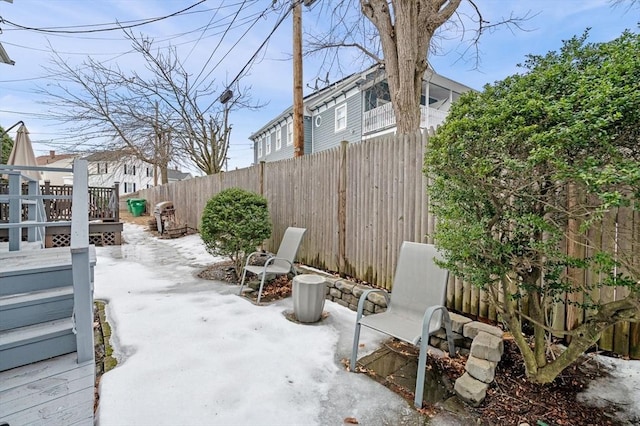 view of patio / terrace featuring a deck and a fenced backyard