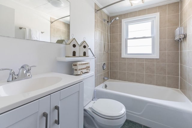 124 Skiff Ave Unit A-11, Tisbury, MA 02568 - full bathroom featuring bathing tub / shower combination, vanity, and crown molding