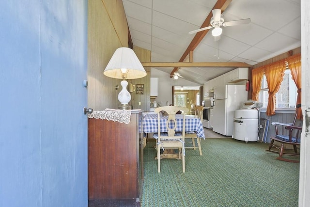 272 Glen Charlie Rd, Wareham, MA 02538 - carpeted dining space with a ceiling fan
