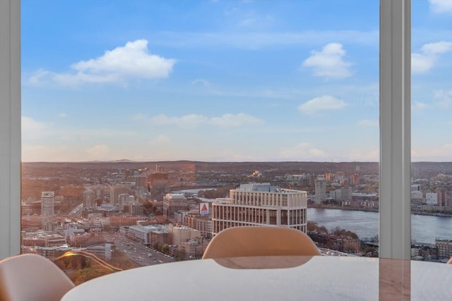 view of city with a water view