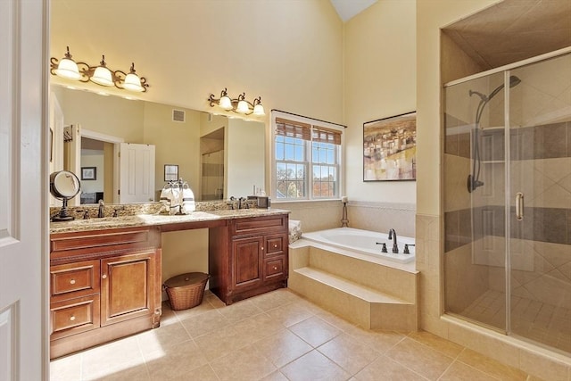 2 Rich Rd, Milford, MA 01757 - full bath featuring tile patterned floors, a shower stall, a sink, and a garden tub