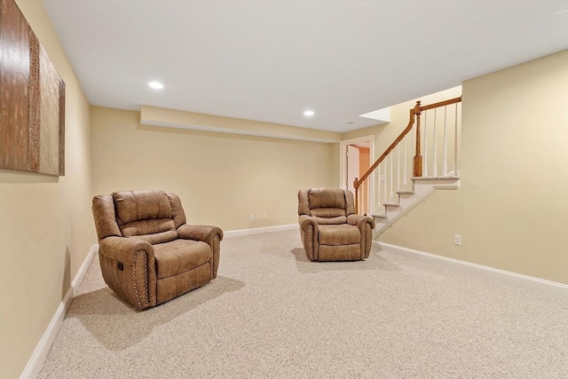 2 Rich Rd, Milford, MA 01757 - sitting room with baseboards, recessed lighting, carpet, and stairs