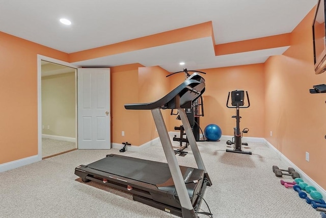2 Rich Rd, Milford, MA 01757 - workout area featuring baseboards, carpet flooring, and recessed lighting