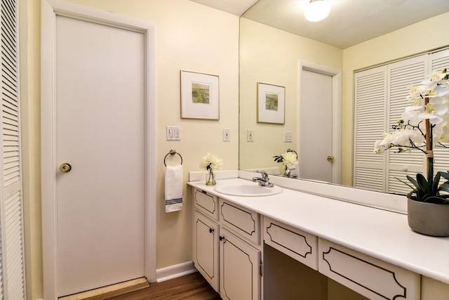 915 Edgell Rd Unit 85, Framingham, MA 01701 - bathroom with vanity, wood finished floors, and a closet