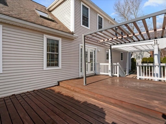 wooden terrace featuring a pergola