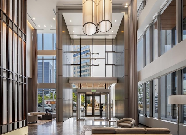 133 Seaport Blvd Unit 823, Boston, MA 02210 - community lobby with a high ceiling and a city view