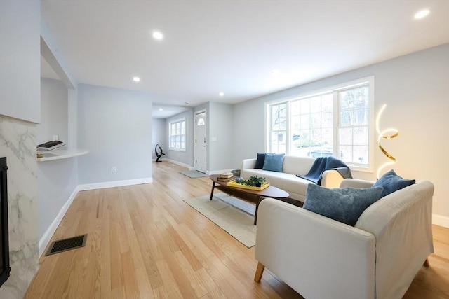 44 Dean Rd, Wayland, MA 01778 - living area featuring light wood-style floors, baseboards, and recessed lighting